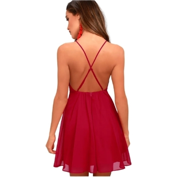 NWT Lulu's 'Letter of Love's Red Skater Mini Dress - Sz S - Picture 2 of 11